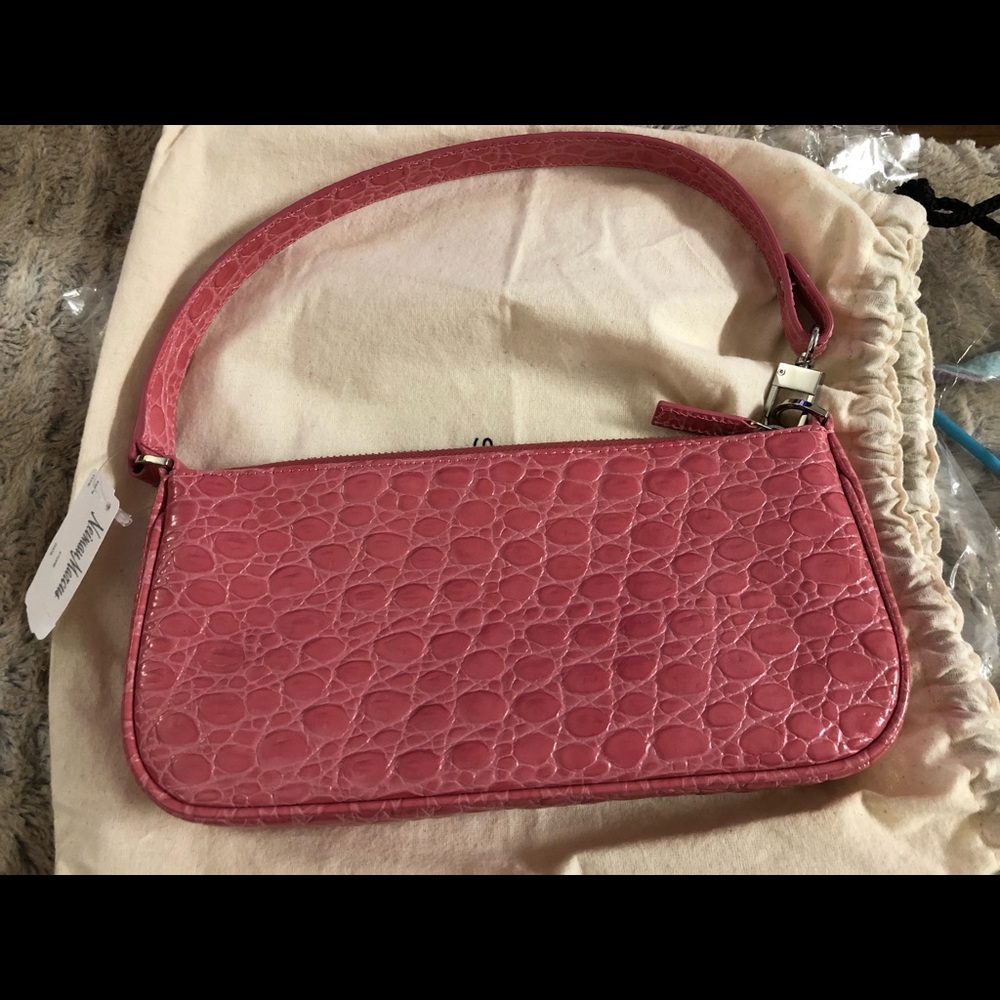 BY FAR Bag in Barbie Pink Croc-Embossed Leather 💅👛💁🏼‍♀️